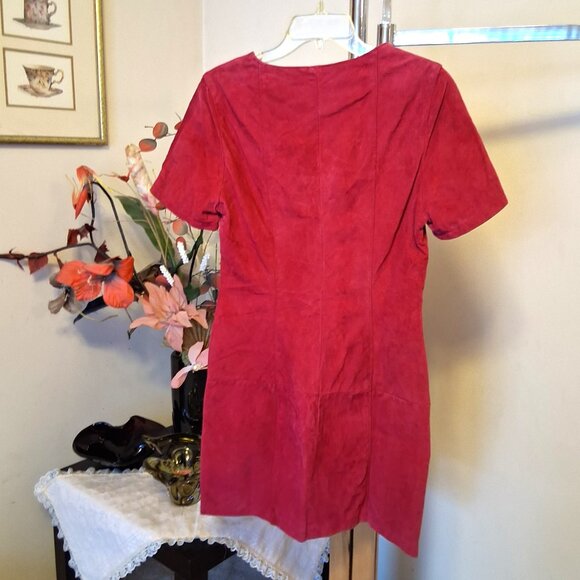 Preowned J. Michaels Women's Well Design Tailored Pink Suede Leather Lined Dress - Picture 8 of 9